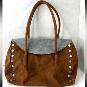 Hammitt Shawn Leather/Suede Slate Tejus Arches Women's Satchel Bag